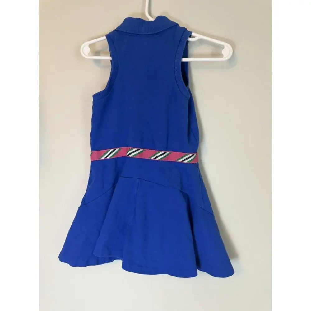 POLO RALPH LAUREN Blue Iris Cotton Sleeveless Polo Dress 3/3T